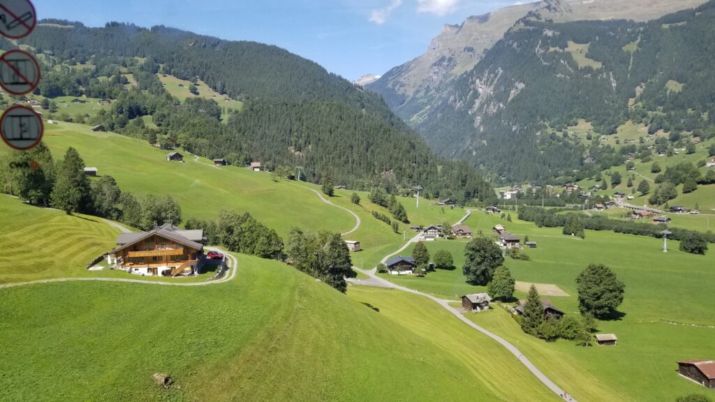 Swiss countryside as seen from the Eiger Express