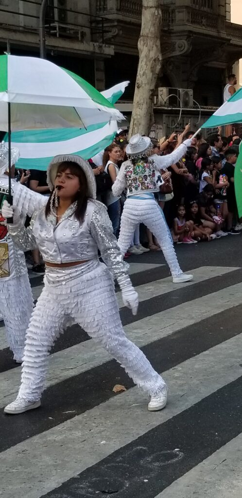 A marcher in the annual Carnival Prarade of Buenos Aires on Avenida de Mayo