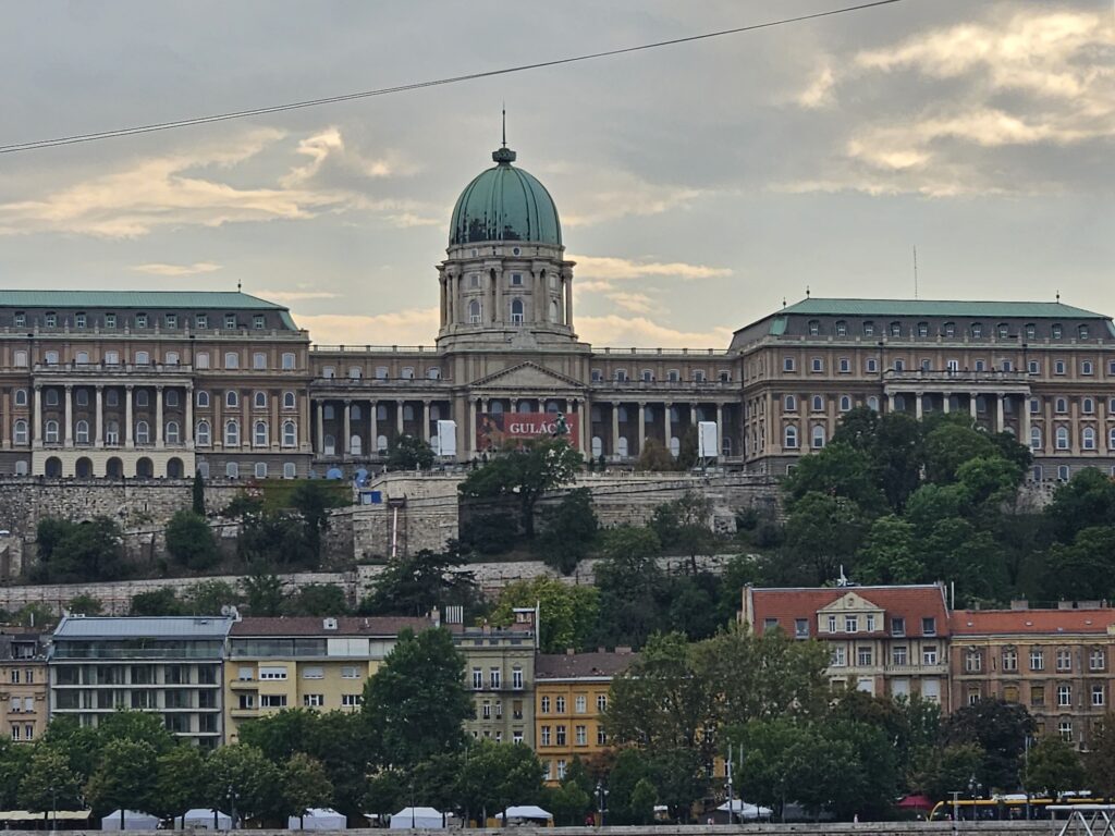 The Budapest Castle Complex as seen from the Danube River in Budapest, Hungary.