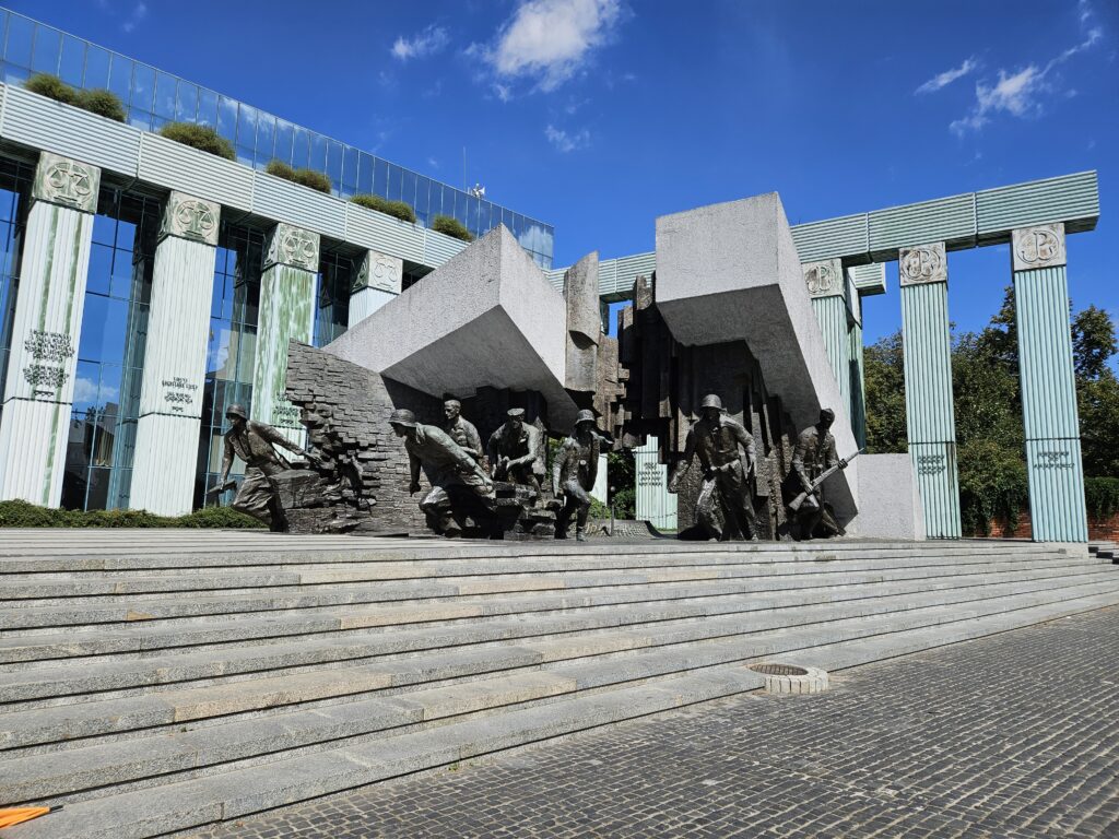 The dramatic Warsaw Uprising Monument.